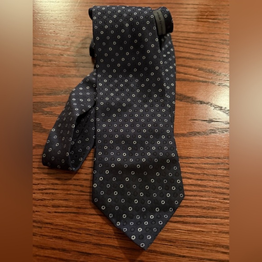 John Varvatos 100% Silk Polka Dot Black Tie